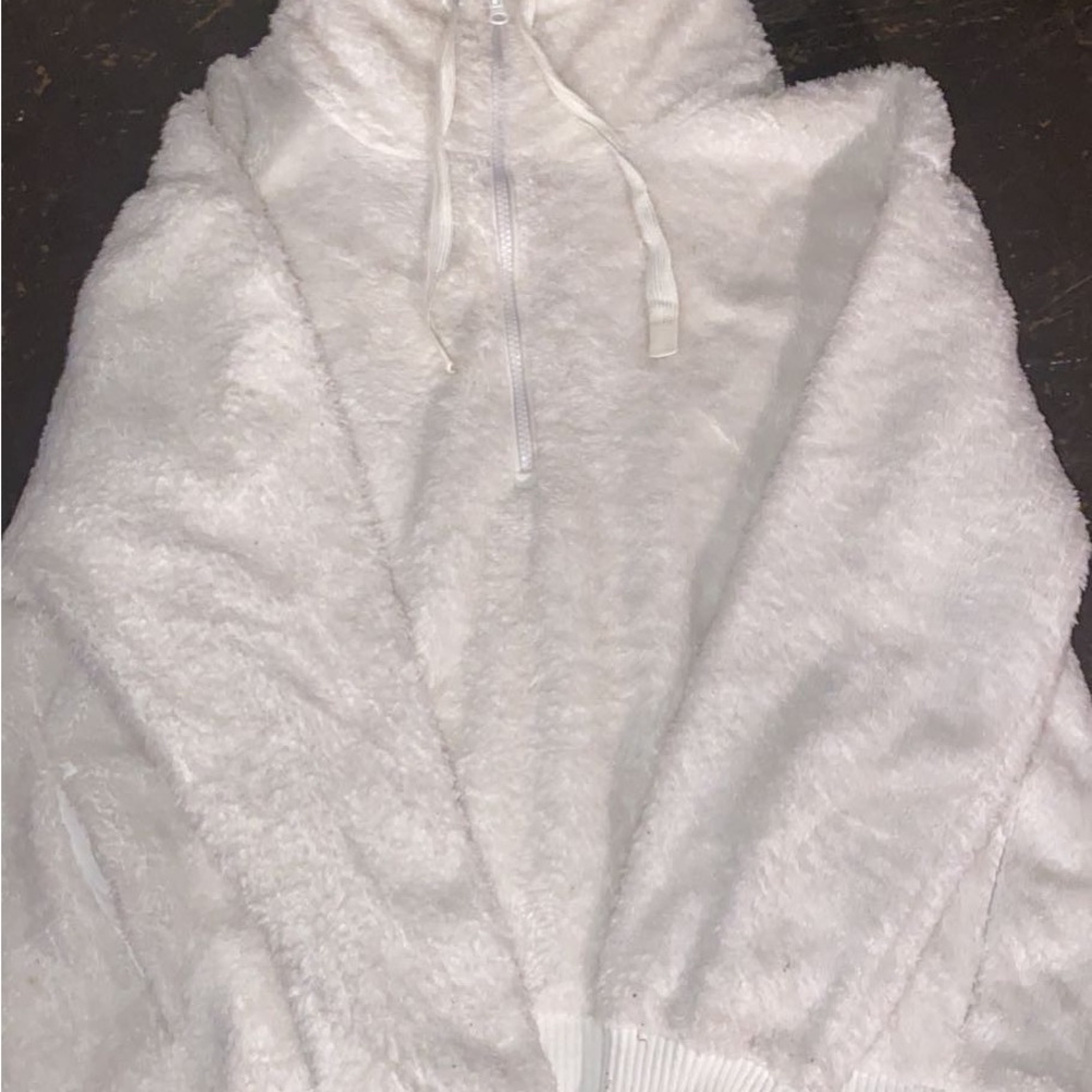 White fluffy Sherpa jacket